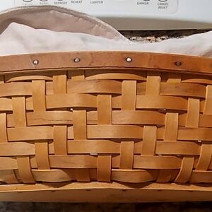 Longaberger Heartwood Woven Breas Basket with Liner & Hard Protector